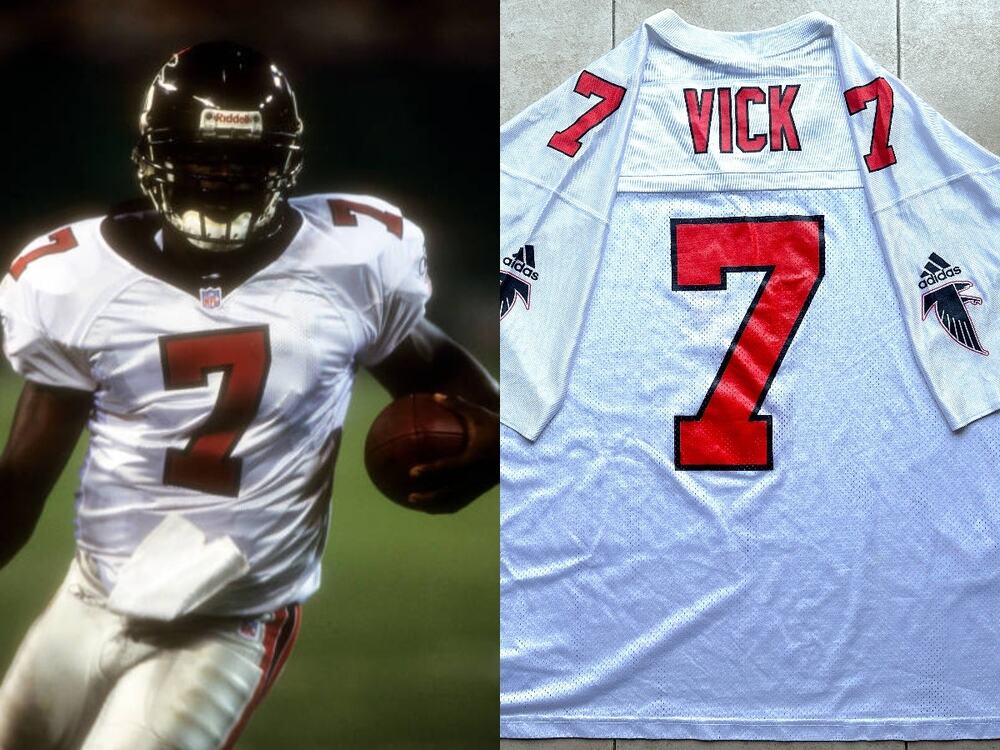 Mike VICK #7 Atlanta Falcons 2001 Adidas ROOKIE jersey 2XL white NFL vintage